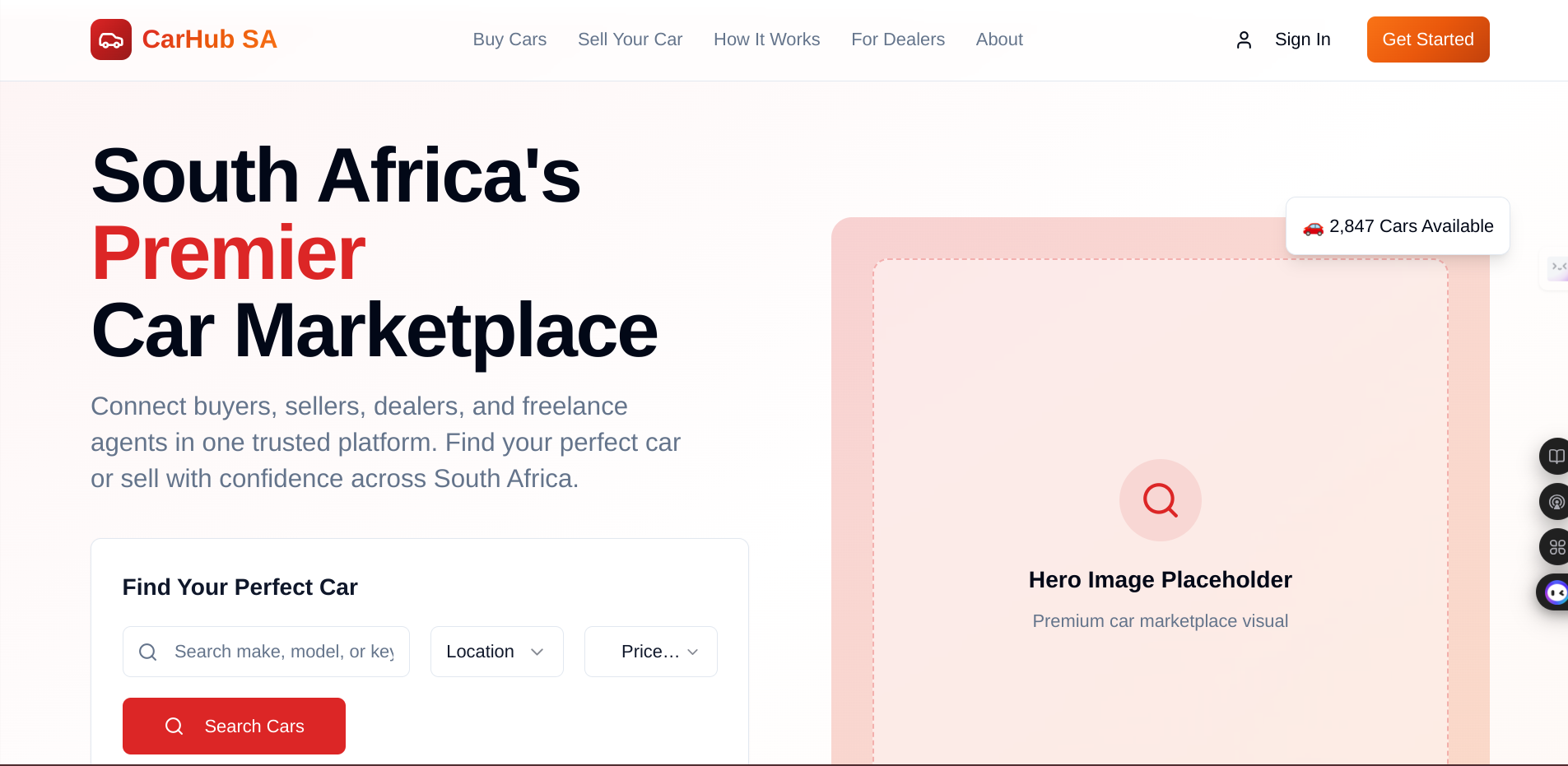 CarHub SA - Website designed by Elon Hub