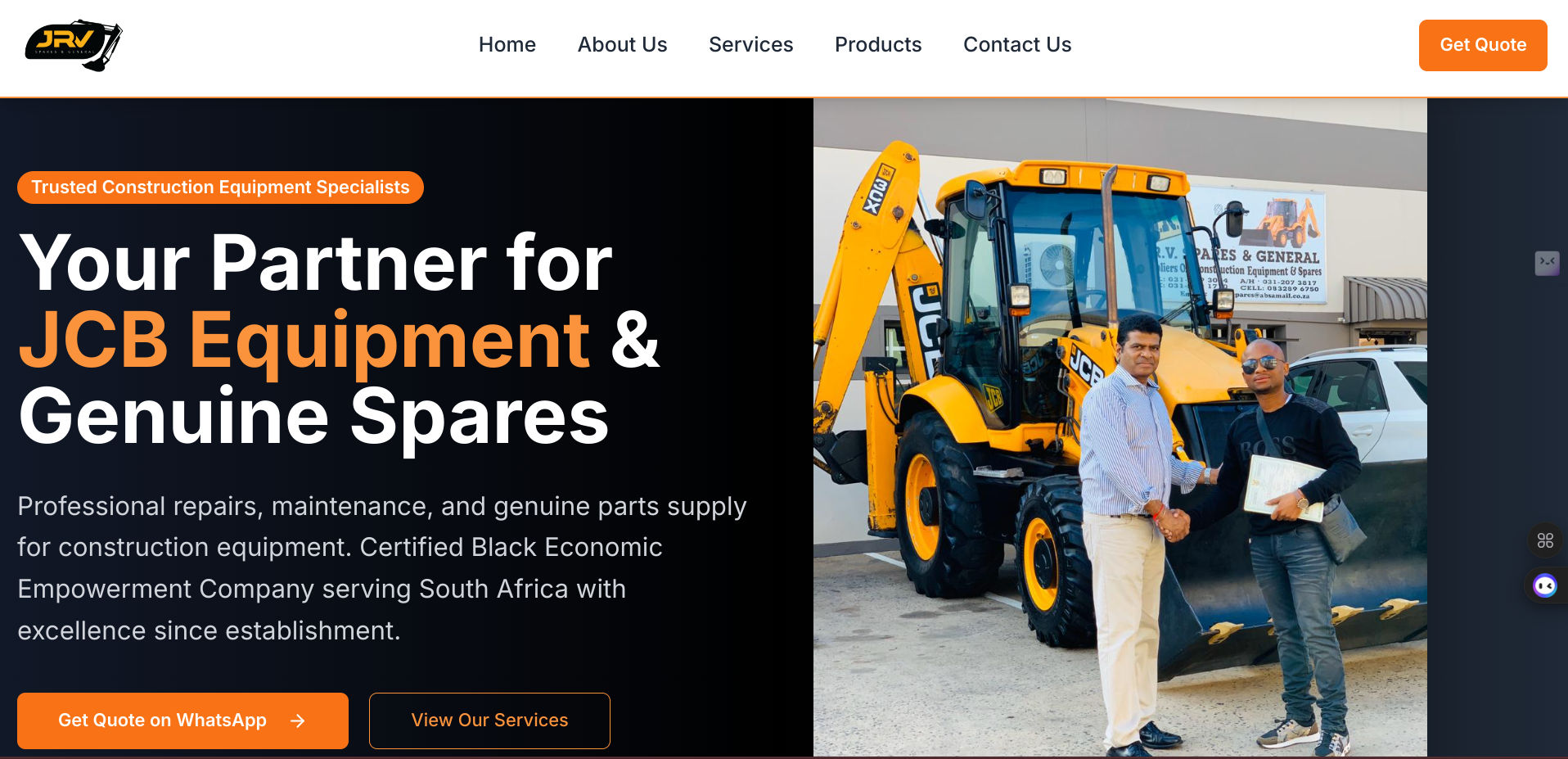 JRV Construction Equipment - Website designed by Elon Hub