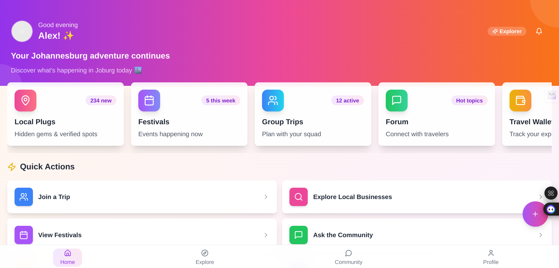 Johannesburg Travel App - Website designed by Elon Hub